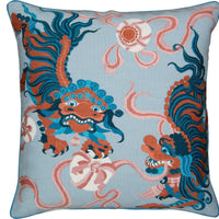 GUO PEI | LION DANCE BLUE CUSHION