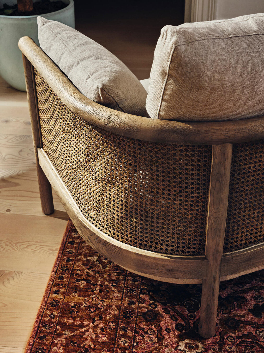 SYDNEY CANE ARMCHAIR | WASHED LINEN FLAX