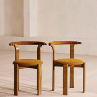 PAIR OF ZITA DINING CHAIRS | BOUCLE | MUSTARD