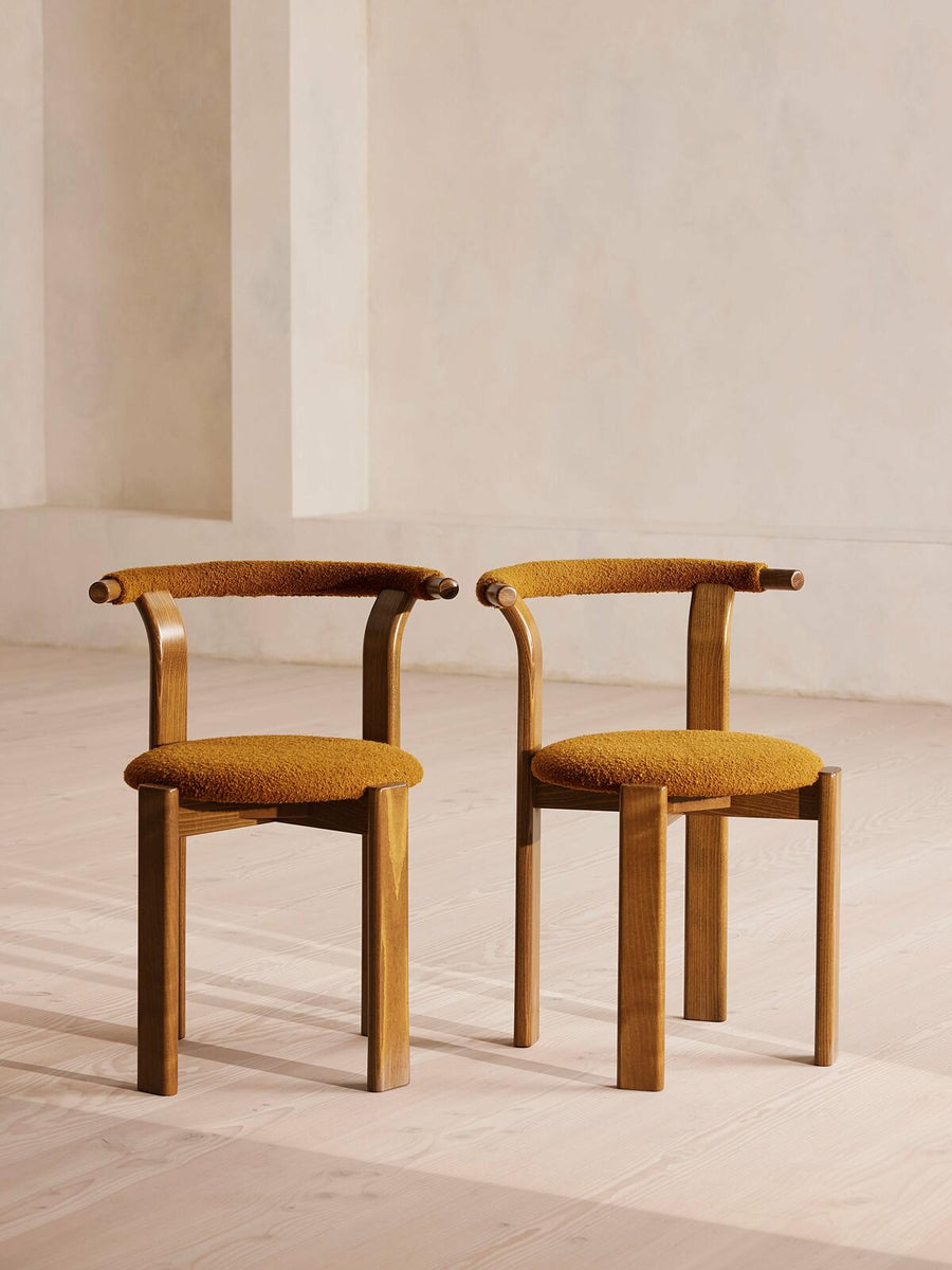 PAIR OF ZITA DINING CHAIRS | BOUCLE | MUSTARD