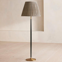 BECKETT LEATHER FLOOR LAMP | PATTERNED SHADE