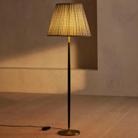 BECKETT LEATHER FLOOR LAMP | PATTERNED SHADE