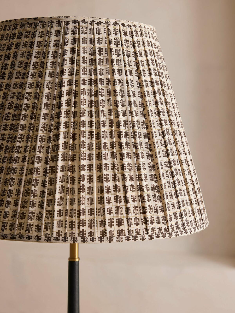 BECKETT LEATHER FLOOR LAMP | PATTERNED SHADE