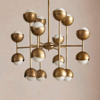 Seed Chandelier by Soho Home. Cluster of bisected orbs in hand-applied patinated brass. Inspired by Soho House.