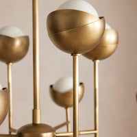 Seed Chandelier by Soho Home. Cluster of bisected orbs in hand-applied patinated brass. Inspired by Soho House.