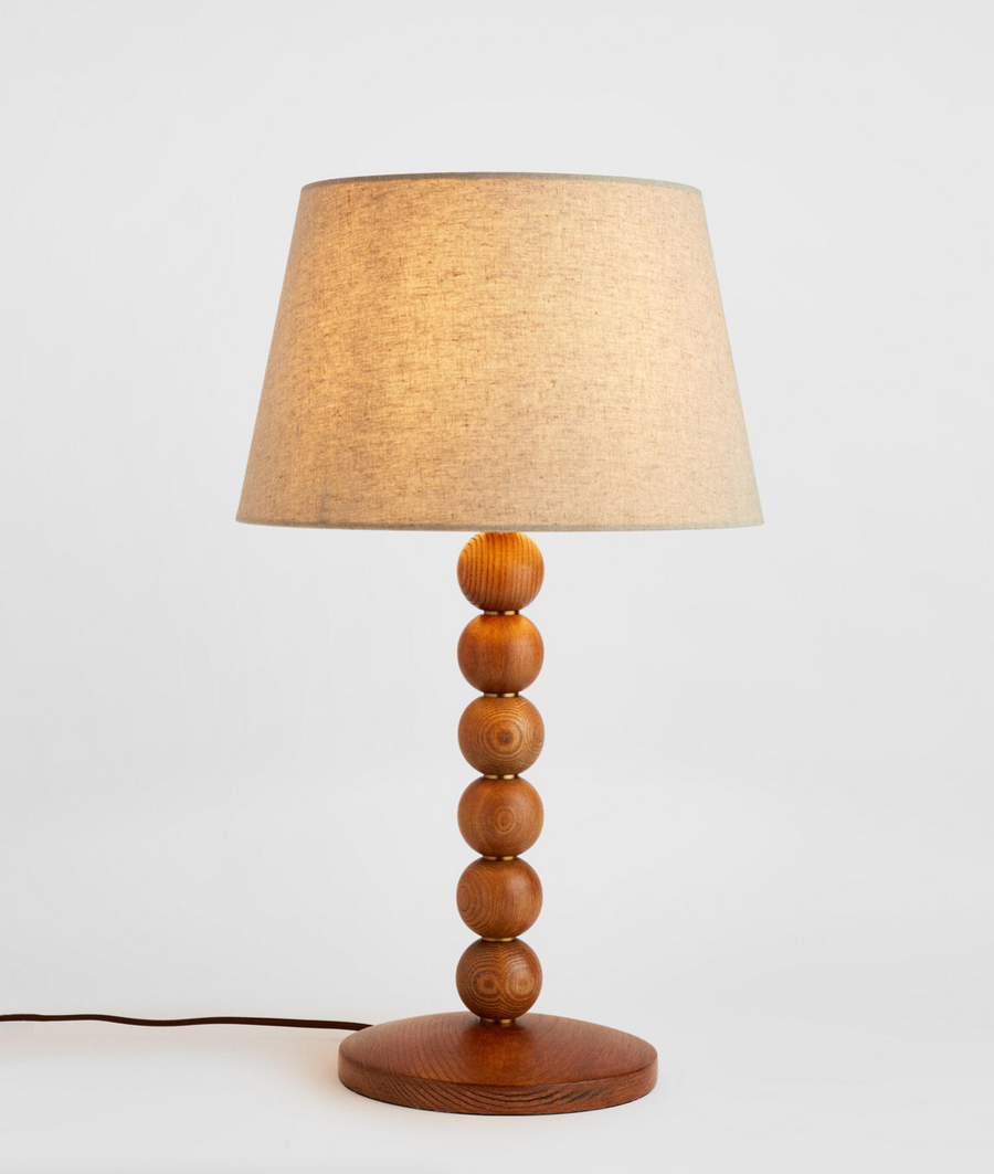 Soho Home Bead Timber Table Lamp Cream