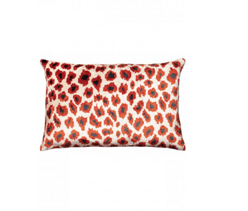 VELVET IKAT LEOPARD RED CUSHION