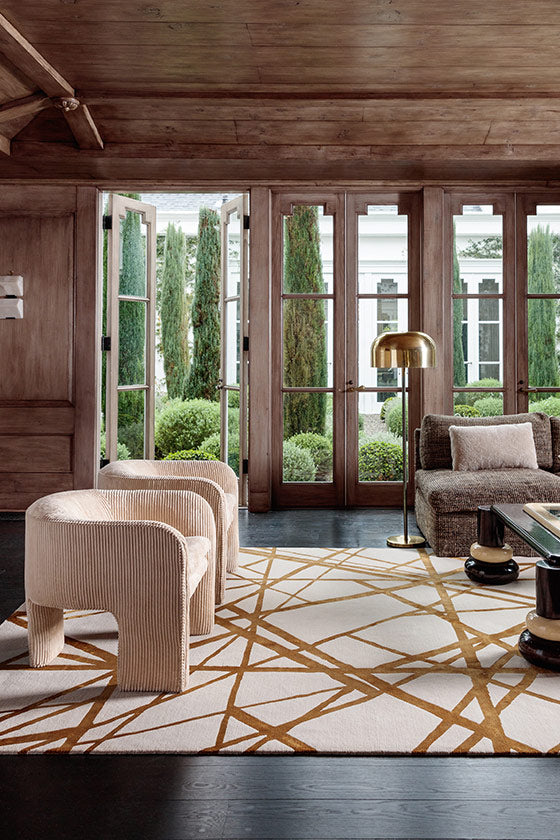 The Rug Company Kelly Wearstler Channels Copper Handknotted Wool and Silk Rug